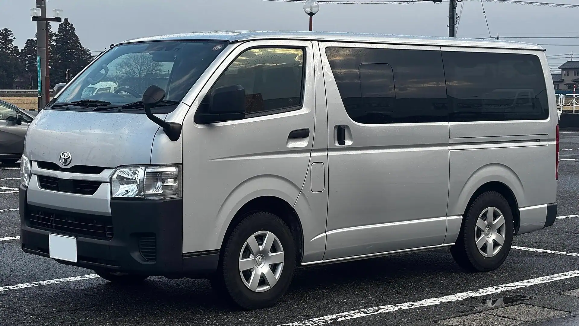 A Toyota HiAce passenger van of the kind used for group tours and transfers